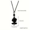 Gothic Style Necklace Black Rose Pendant Chain With Artificial Crystal Fashion Jewelry Accessory For Women Daily Wear And Party Occasions