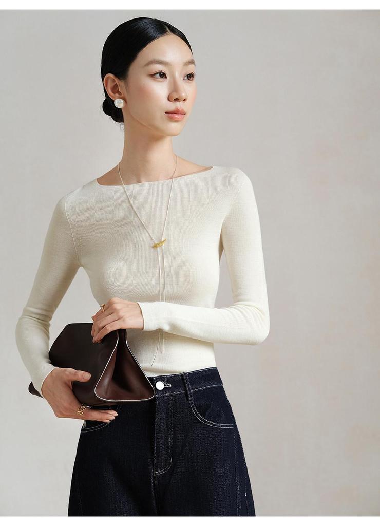 Women's Seamless Merino Wool Base Layer Top - Machine Washable & High-End Knitwear