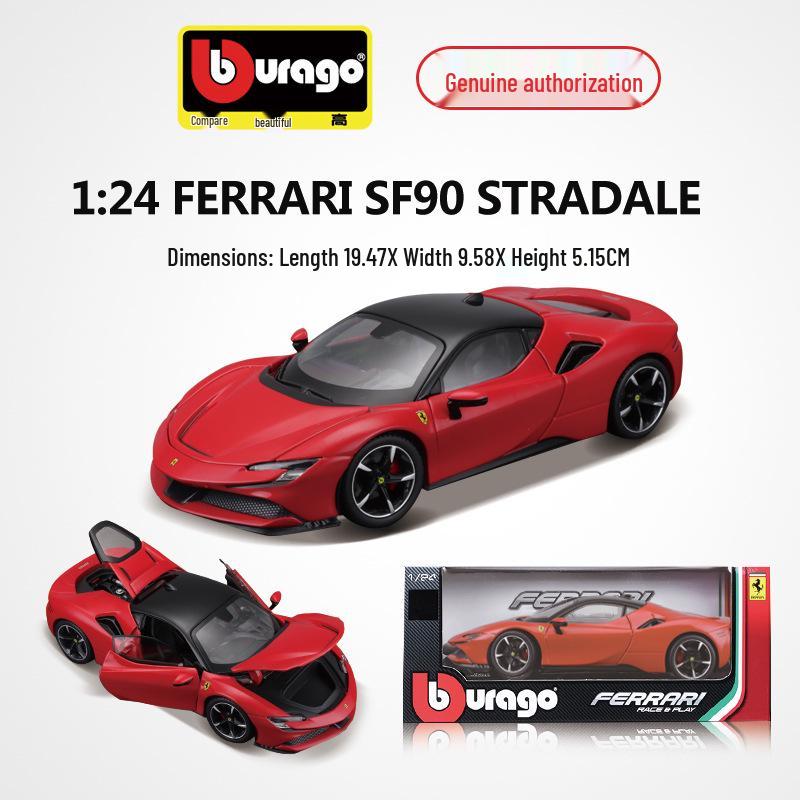 Bimego Ferrari SF90 1:24 Alloy Sports Car Model for Boys - Toy Collection Ornament.