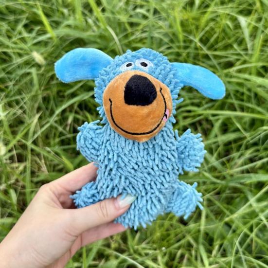 Quietschendes Hundespielzeug, Plüschmopp, interaktives Kauspielzeug für Welpen beim Zahnen