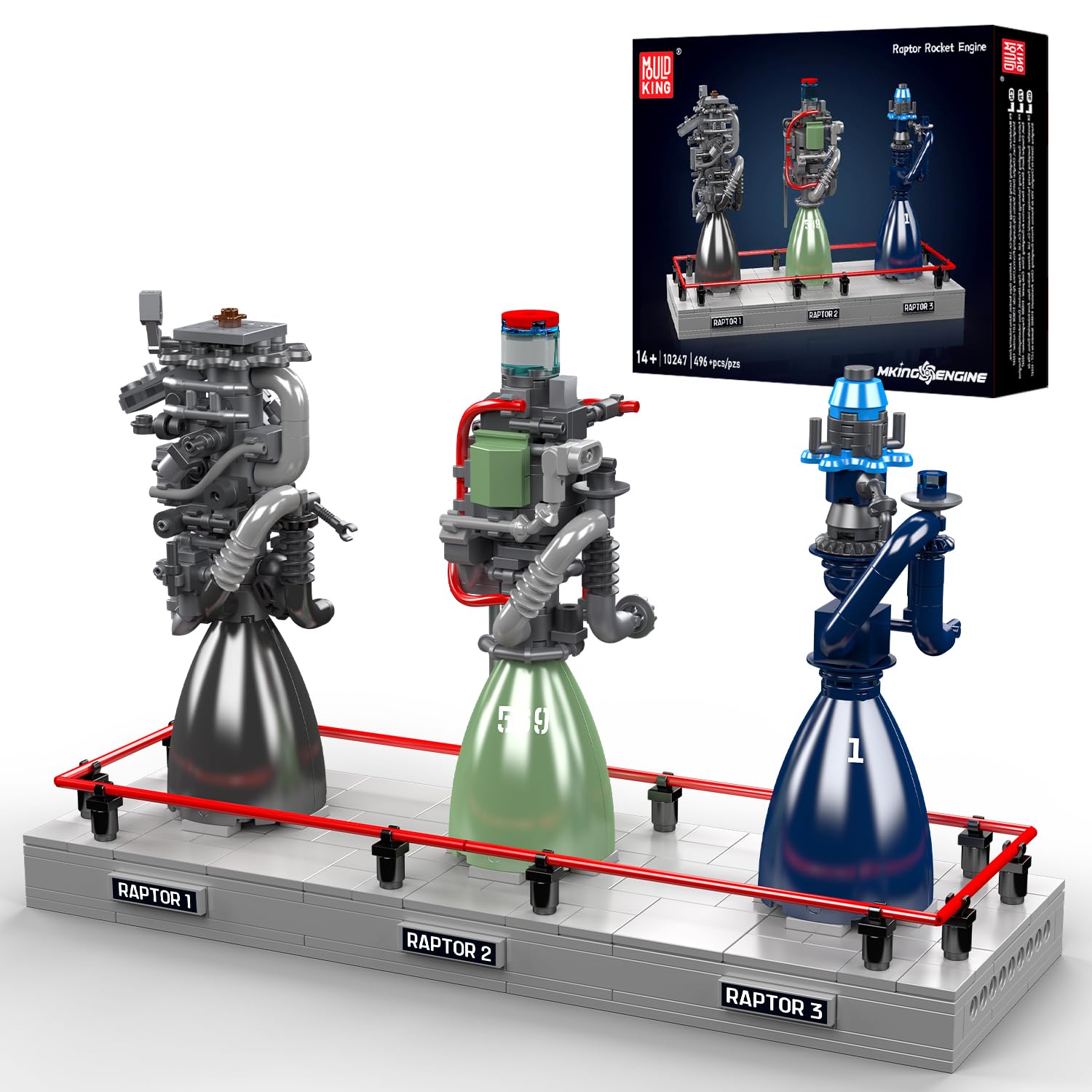 

Mould King 10247 Сборная модель Ракетного двигателя, 496+ деталей Строительные блоки для взрослых, Проект STEM по аэрокосмической инженерии Сборка своими руками, Витрина, Подарок