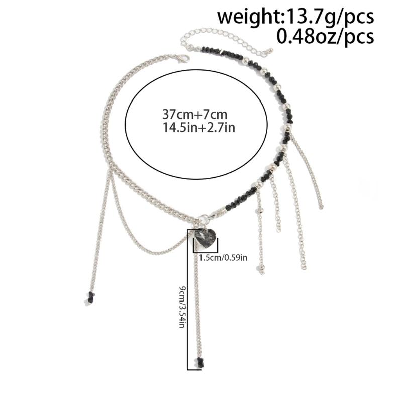 Lightweight Acrylic Bead Necklace Featuring Elegant Heart Tassels Design Ideal For Sensitive Skin All Day Use Parties