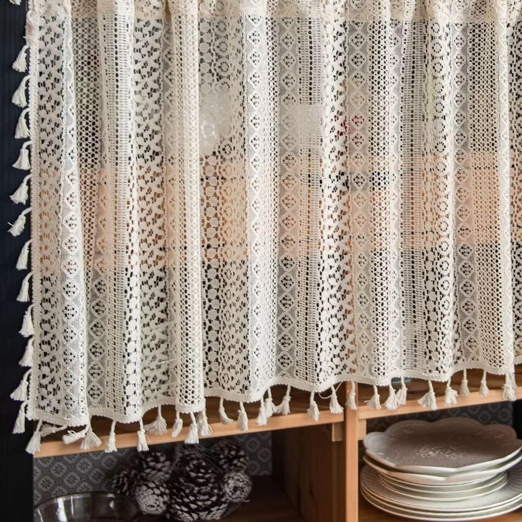 45cm Long Cafe Curtains for Small Princess Stylish Room Tension Rod Privacy Storage Small Coffee Interior New 150cm Wide x 45cm Karado Kobo Windows,