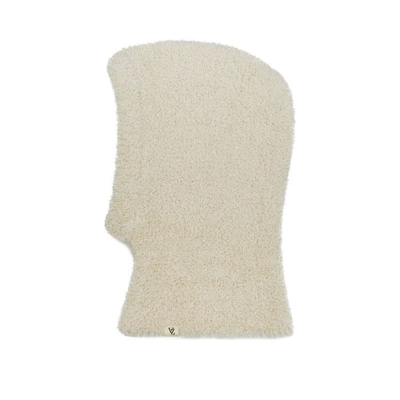VARZAR Monogram Label Soft Knit Balaclava Cream