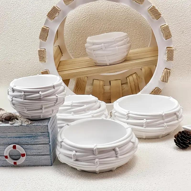 DIY Bird Nests Candle Jar Silicone Mold Irregular Reticulation Flowerpot Molds for Craft Making Resin Plaster Storage Box