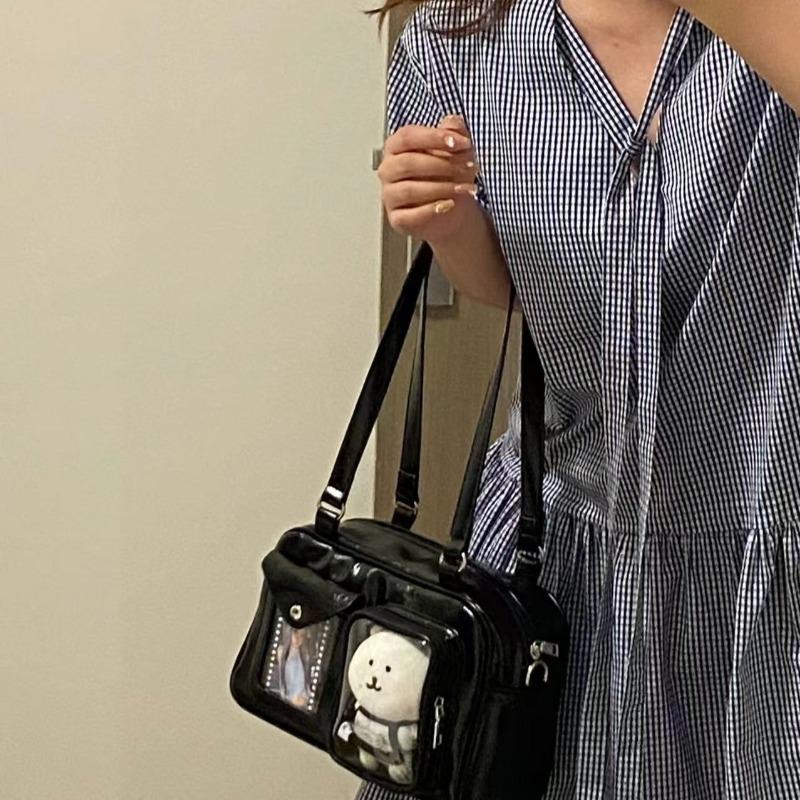 

New cute daily fashion versatile transparent messenger two-dimensional bow commuter bar pain bag woman