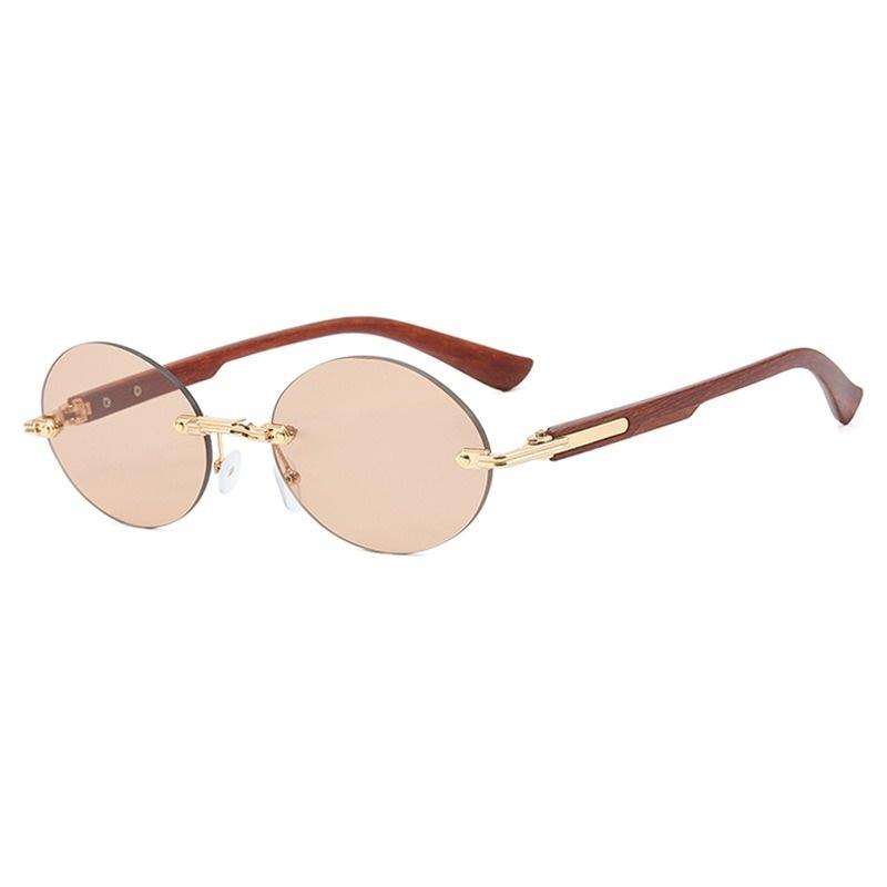 Retro Rimless Sunglasses Women Men Wooden Vintage Pattern Luxury Brand Sun Glasses Fashion Shades Female UV400 Travel Outdoor