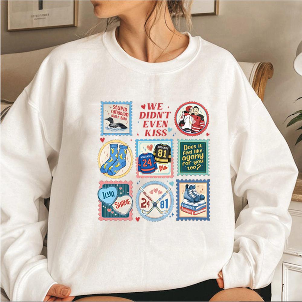 We Didn’t Even Kiss Sweatshirt Heated Rivalry Hockey Romance Inspired Sweatshirt Unisex Crewneck Sweatshirts Hockey Fans Gift S белый