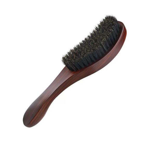 Men Beard Brush with Ergonomic Wooden Handle, Multi-function Boar Bristle Mustache Brush, Portable Beard Grooming Styling Tools