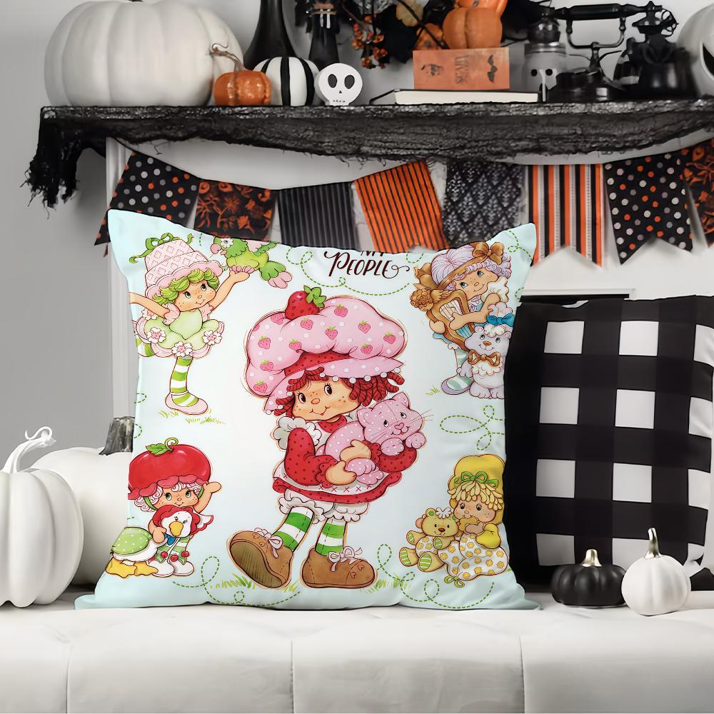 Cute S-Straw B-Berry Girl  Pillow Case Office Cushions Suitable For Sofa Car Bedroom Decorative Cushion Cover