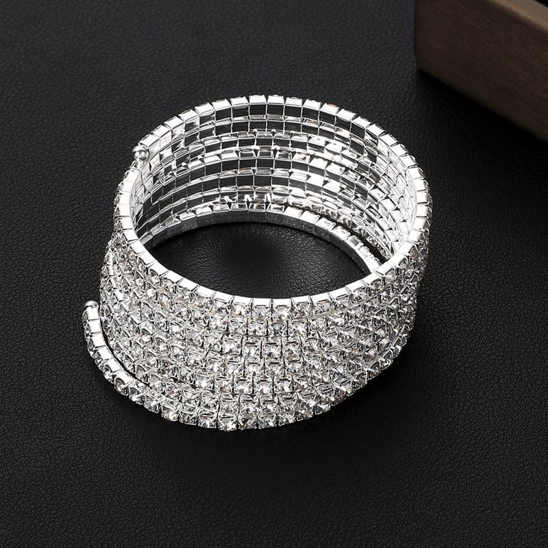 Full Diamond Elastic Bracelet Multi-row Diamond Bracelet Gold Silver Claw Chain Multi-layer Elastic Rhinestone Bracelet