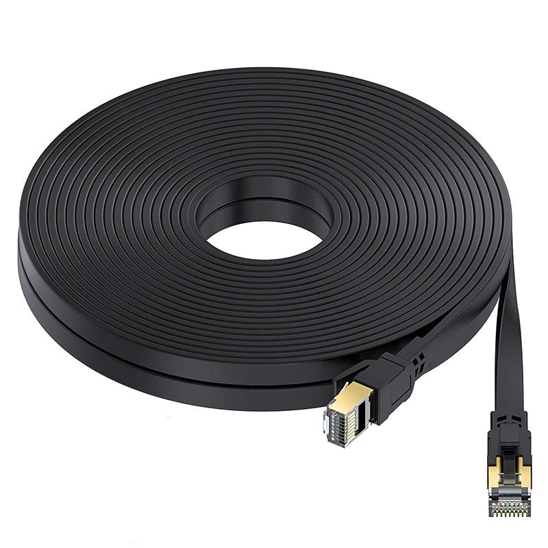 CAT8 Flat Network Cable 10 Gigabit, Shielded Pure Copper, RJ45 Data Center Connection.