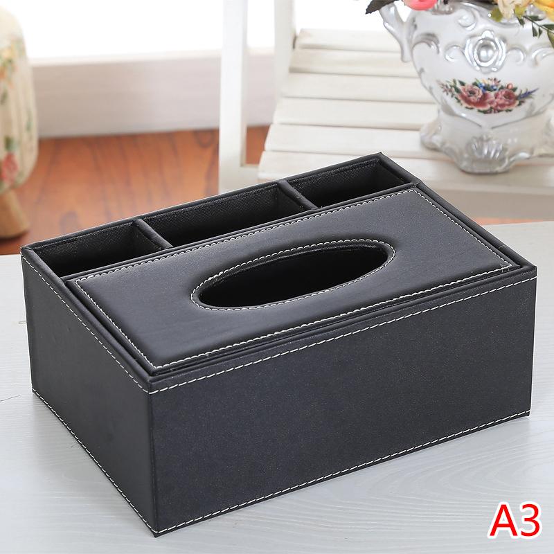 Faux Leather Rectangle Paper Holder Tissue Dispenser Storage Box Remote Control Storage Box Multi-Purpose Leather Tissue Box