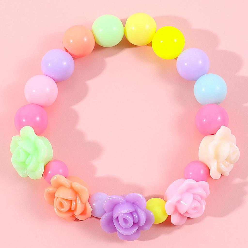 Kids' Flower Necklace & Bracelet Set – Colorful Acrylic Beads