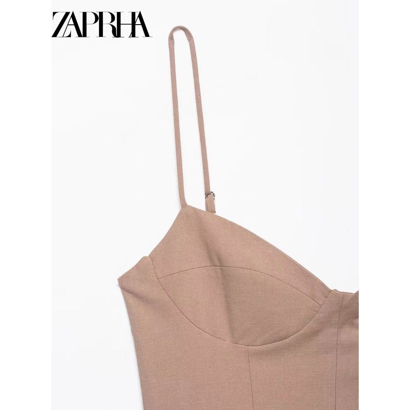 Zaprha 2025 New Arrival Gentle Sexy Midi Heart-Shaped Collar Sling Dress Waist-Tight Slim Looking 3152331