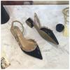 Summer New Rivets with Buckles, Middle Heel, Spring Bag Head, Pointed Head, Thick Heel, Willow Shoes, Cool Slippers for Women