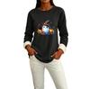 Women's Lined Round Neck Long Sleeve Halloween Print Casual Top for Winter