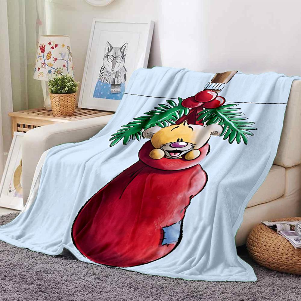 Christmas Ornament Bear Blanket Soft Throw Blanket For Home Bedroom Bed Sofa Travel Office Solid Christmas Blanket