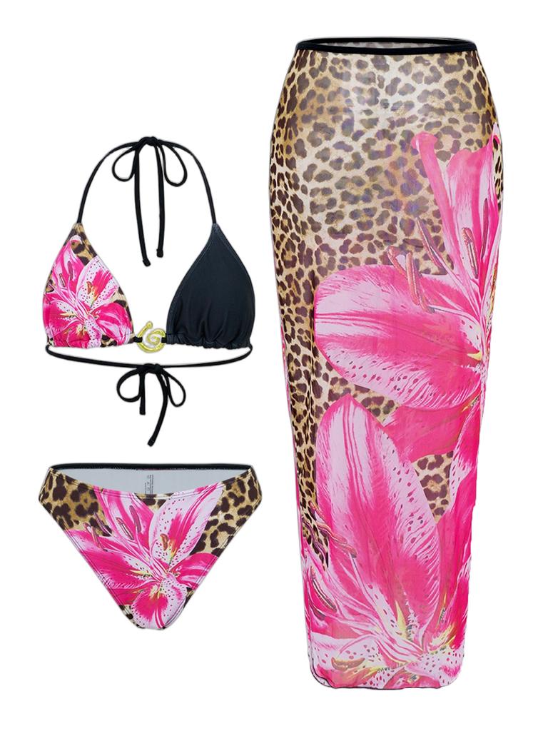 3 Pack Sexy Printed Bikini Set Swimwear Skirt