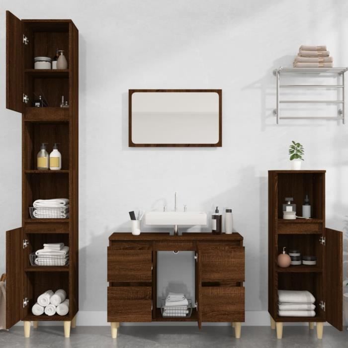 VidaXL Sink Cabinet Brown Oak 80x33x60 Cm Engineered Wood 821275