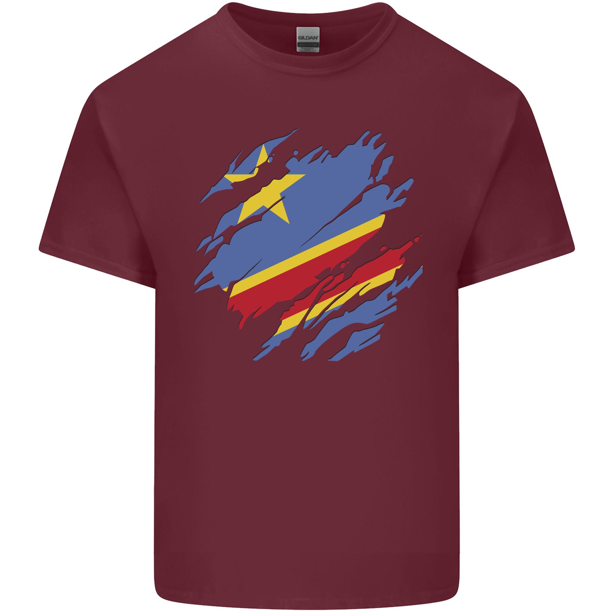 Torn DR Congo Flag Congolese Day Football Unisexs Light Cotton TShirt S