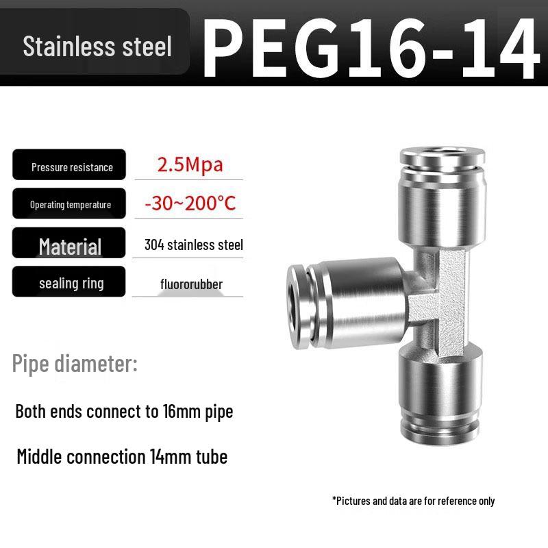 304 Stainless Steel Pneumatic Quick Connectors: High-Pressure Resistant Straight Reducer and Quick Connect Tee