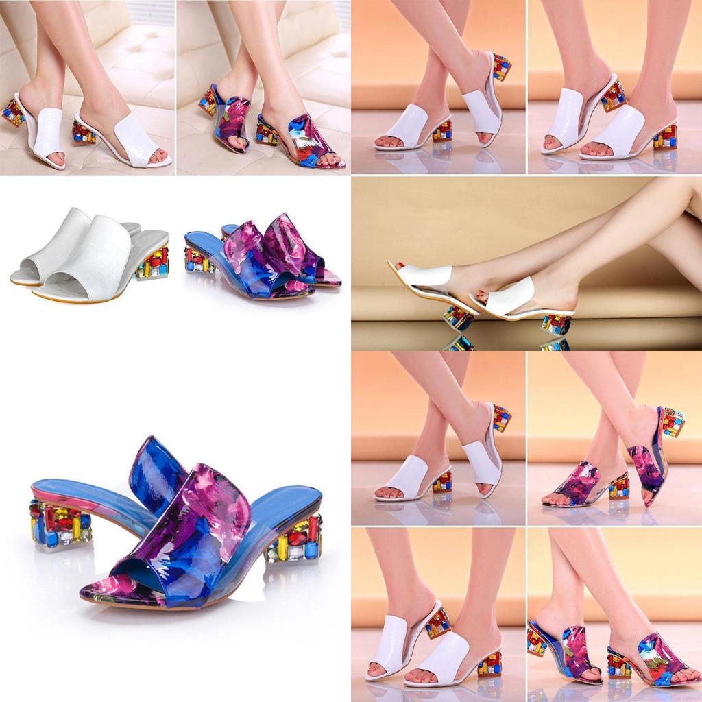 Elegant Crystal Sandals For Women With Heels Peep-toe Design Perfect For Summer