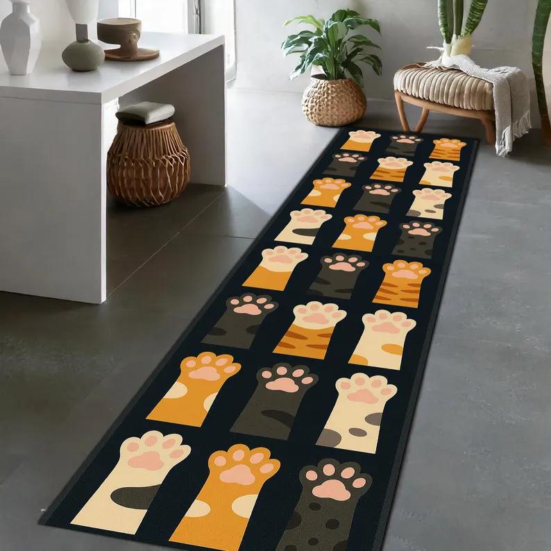 Pink Paw Print Runner Kids Hallway Rug Girly Room Living Room Corridor Home Decor Carpets