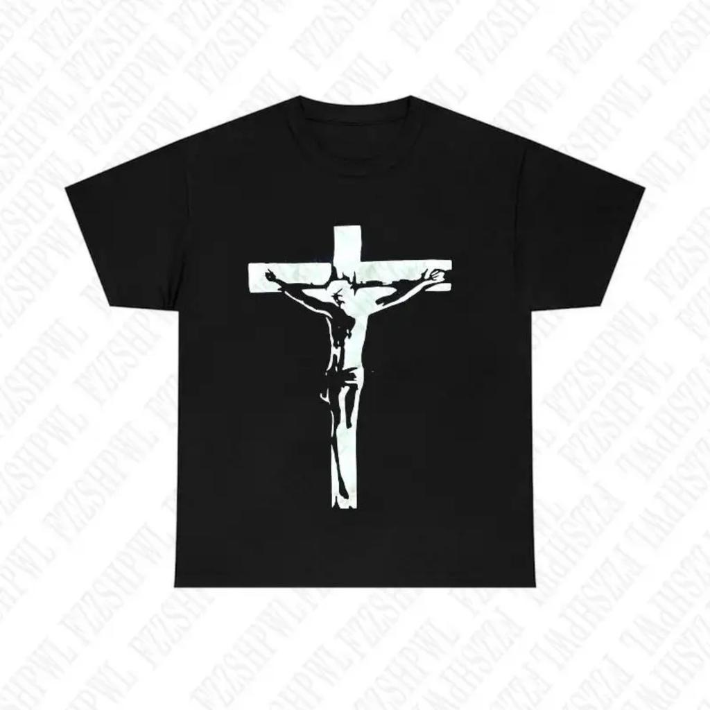 Cross Y2K Cotton T-shirt Harajuku Graphic Print Rock Goth Short Sleeve T-shirt Streetwear Casual Hiphop Retro Punk Tee Oversized