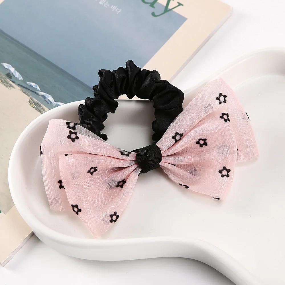 Fashion Korean BowKnot Hair Ties Scrunchies Women Girls Elastic Hair Bands Band Long Ribbon Bow Ponytail Accessories