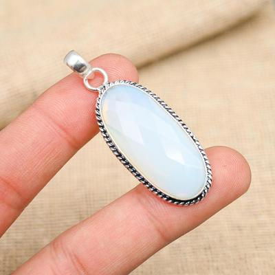 Beautiful Milky Opal Gemstone Handmade 925 Sterling Silver Pendant Jewelry