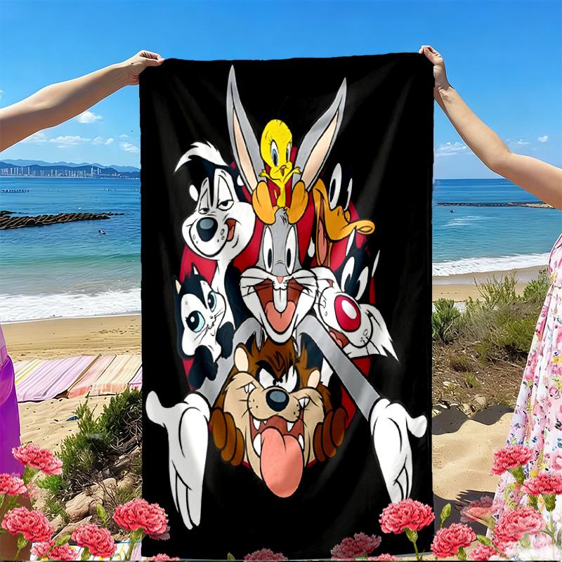Looney Tunes Print Beach Towel, Versatile Lightweight Absorbent Beach Towel for Pool Surf Yoga Bathroom, Perfect Birthday Holiday Gift