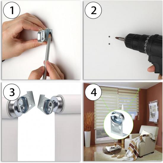 Sumnacon Metal Window Shade Brackets-4PCS Roller Shade Hardware ide and Outside Mount with Screws,Sturdy Roller Shades Bracket for Living