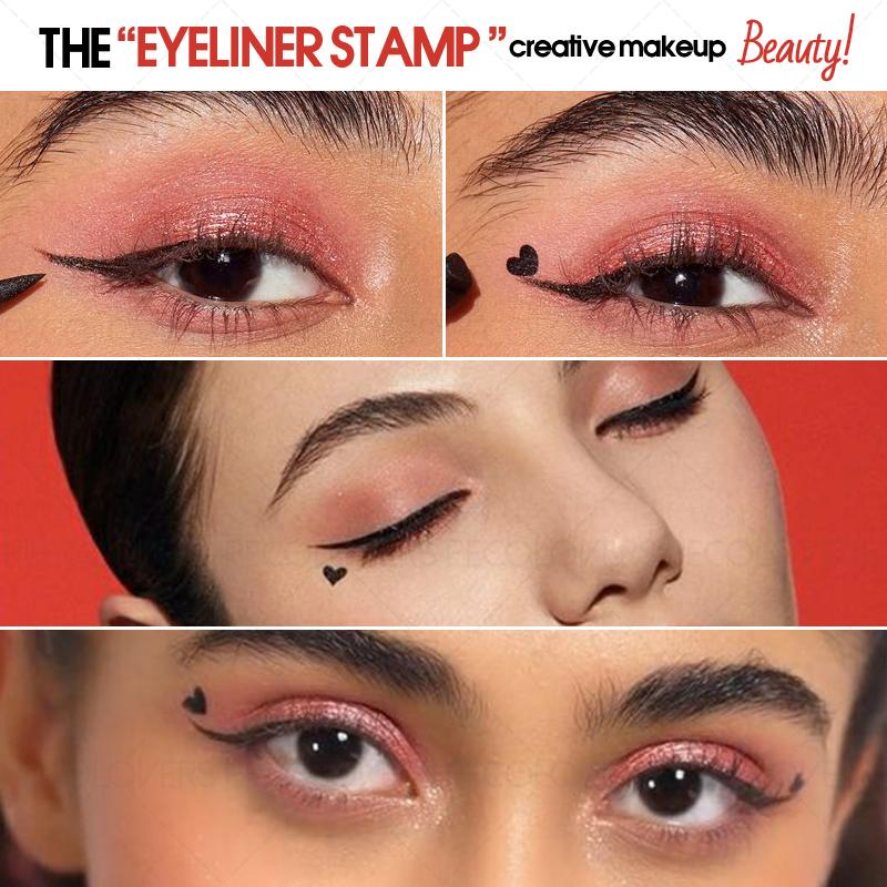 1PC Smooth Double-ended Eyeliner - Includes Star/heart/moon Pattern, Waterproof, Beginner Friendly, Valentine's Day Gift