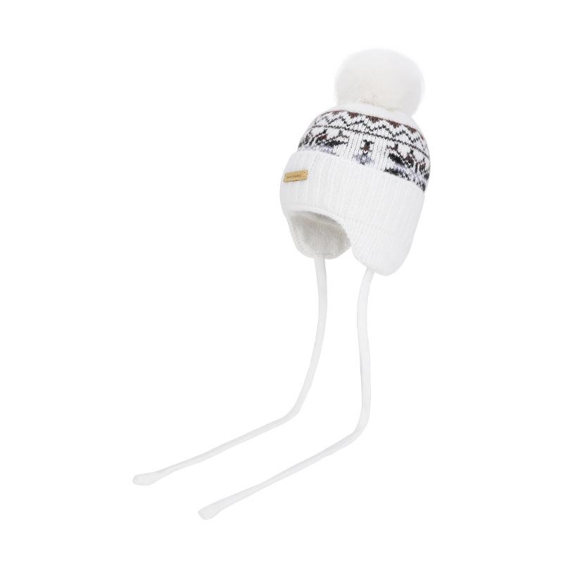 

Зимняя уличная ветрозащитная шапка-бомбер, теплая шапка с защитой ушей, женская вязаная шерстяная шапка для большой головы белый