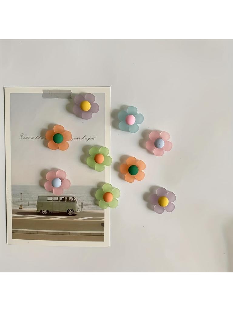 10 Bucăți Magnet Nou Mat Colorat Floare Rășină Frigider Po Mesaj Magnet Magnet Fix