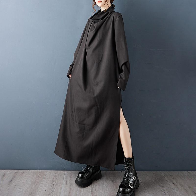 Langärmeliges Übergrößen-Baumwoll-Vintage-Neu in Kleider für Frauen Frühling Herbst lässiges lockeres Kleid