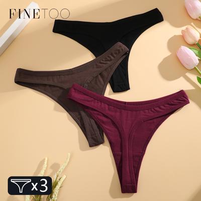 3ks/sada Bavlnené bezšvové nohavičky Pohodlná spodná bielizeň pre ženy Nízky pás Priedušné tangá Sexy jednofarebné športové G-string Mäkká spodná bielizeň