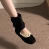 Fashion Fall New Short-thigh Boots Women's Fashion Suede Round Toe Shallow Mouth Bow Soft Sole Non-slip Flats