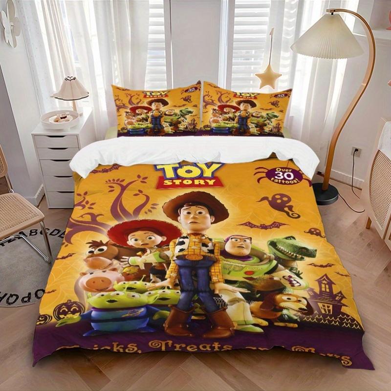 3pcs Horror Theme Woody and Friends Bedding Set, Including 1 Quilt Cover and 2 Pillow Shams, Without Filling, Soft and Comfortable Home Bedr