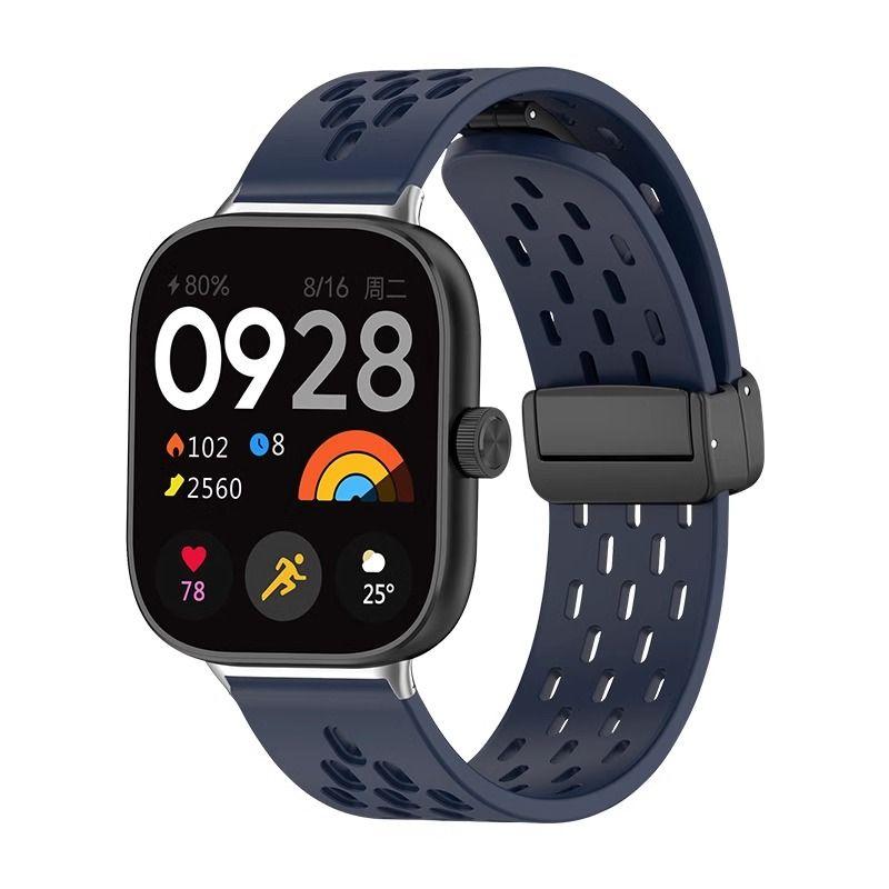 

Силиконовый ремешок для Xiaomi Redmi Watch 4/Mi Band 8 Pro с магнитной D-образной застежкой, спортивный ремешок 20 мм, браслет для умных часов Correa for Redmi watch 4 темно-синий