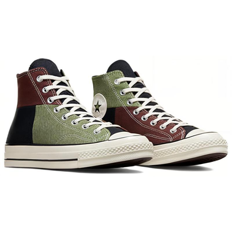 Converse Chuck 70 Plus Comfortable and Stylish High-Top Canvas Shoes Unisex Black Green Brown