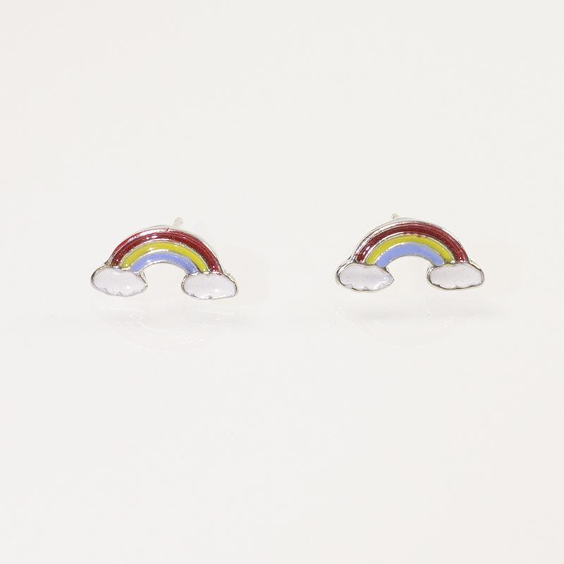 Silver Needle Niche Design Rainbow Cloud Stud Earrings Fresh and Cute Earrings Women's Small Simple Women's Stud Earrings