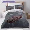 Custom Name,Detroit Red Wings Pattern Bedding Home Decoration Birthday Gift ( 1 Duvet Cover + 2 Pillowcase, Without Core),fan Merchandise.