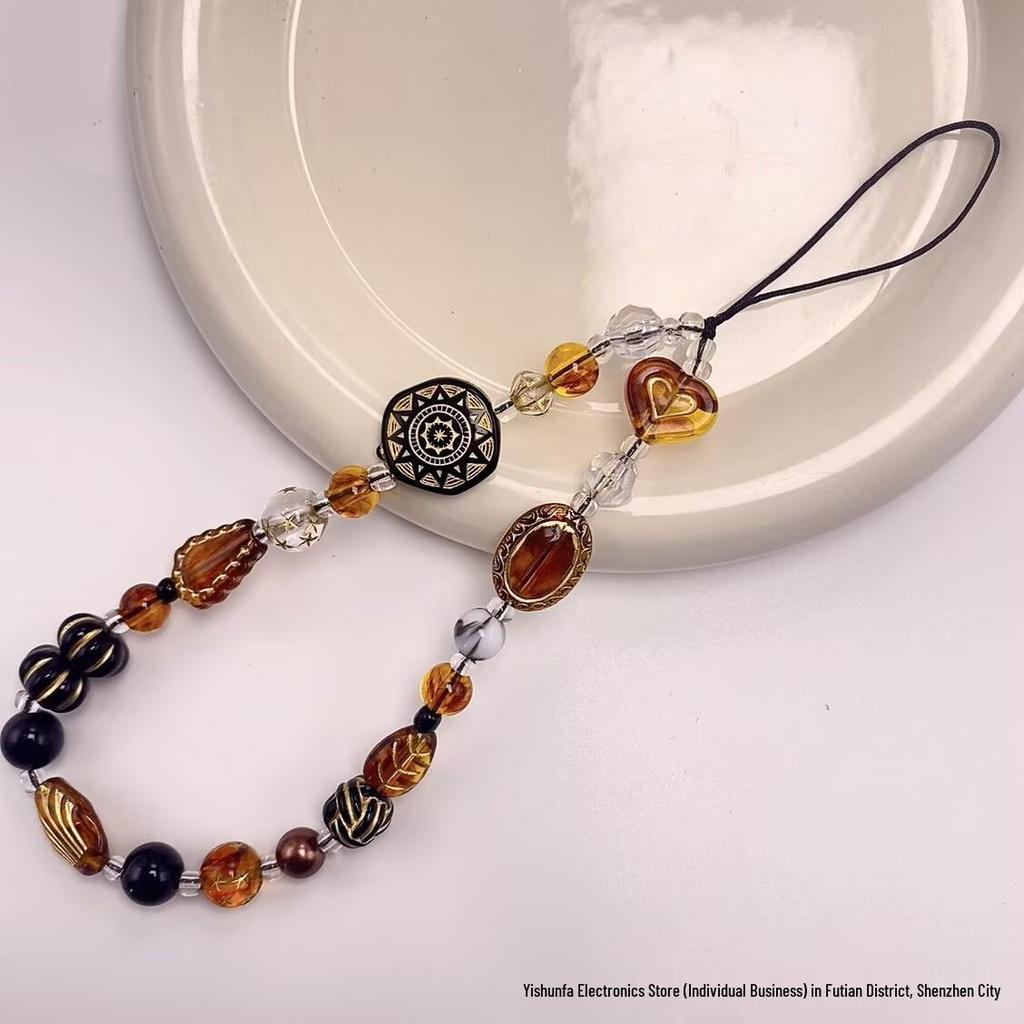 Handmade Amber Candy Chain & Beads Minimalist Camera Lanyard Pendant - Retro Style