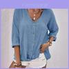 Polyester Blouse Met V-hals En Relaxte Pasvorm Voor Zomerse Casual Kleding