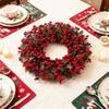 Christmas Kitchen Cabinet Wreaths With Plaid Bow Ribbon Hanging Cabinet Doors Wreaths Decorative For Kitchen Window Outdoor Indoor Holiday Decor