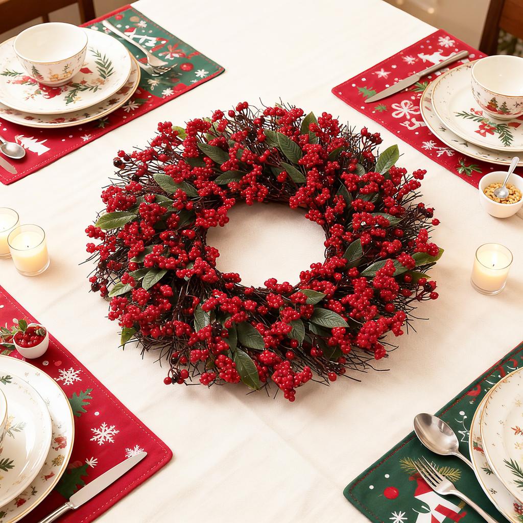 Christmas Kitchen Cabinet Wreaths With Plaid Bow Ribbon Hanging Cabinet Doors Wreaths Decorative For Kitchen Window Outdoor Indoor Holiday Decor