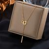 Goldene eckige Schnalle Lariat Halskette Y-Tropfen-Kettenhalskette für Damen Minimalistischer Modeschmuck