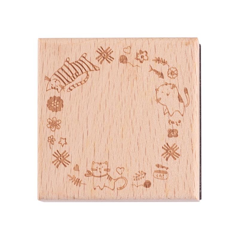 Original Light Retro Handbook Seal Message Box Series Cute Cat Garland Border Handbook Decorative Print Stamp